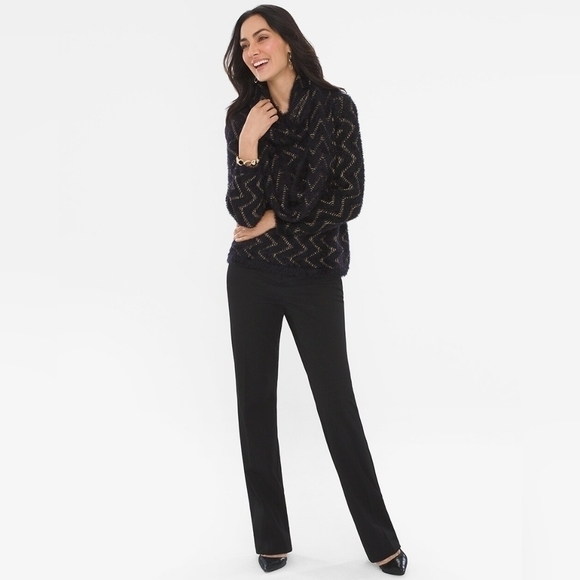 Chico's Zig-Zag Jacquard Fuzzy Pullover Sweater - Picture 4 of 14